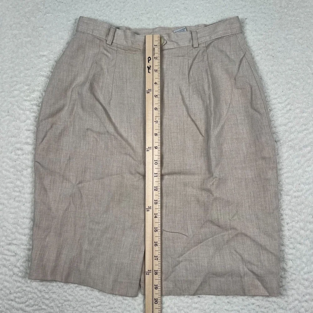 Tweeds Short Pencil Skirt‎ Size 8 Khaki Tan Career Office Capsule Wool Blend
